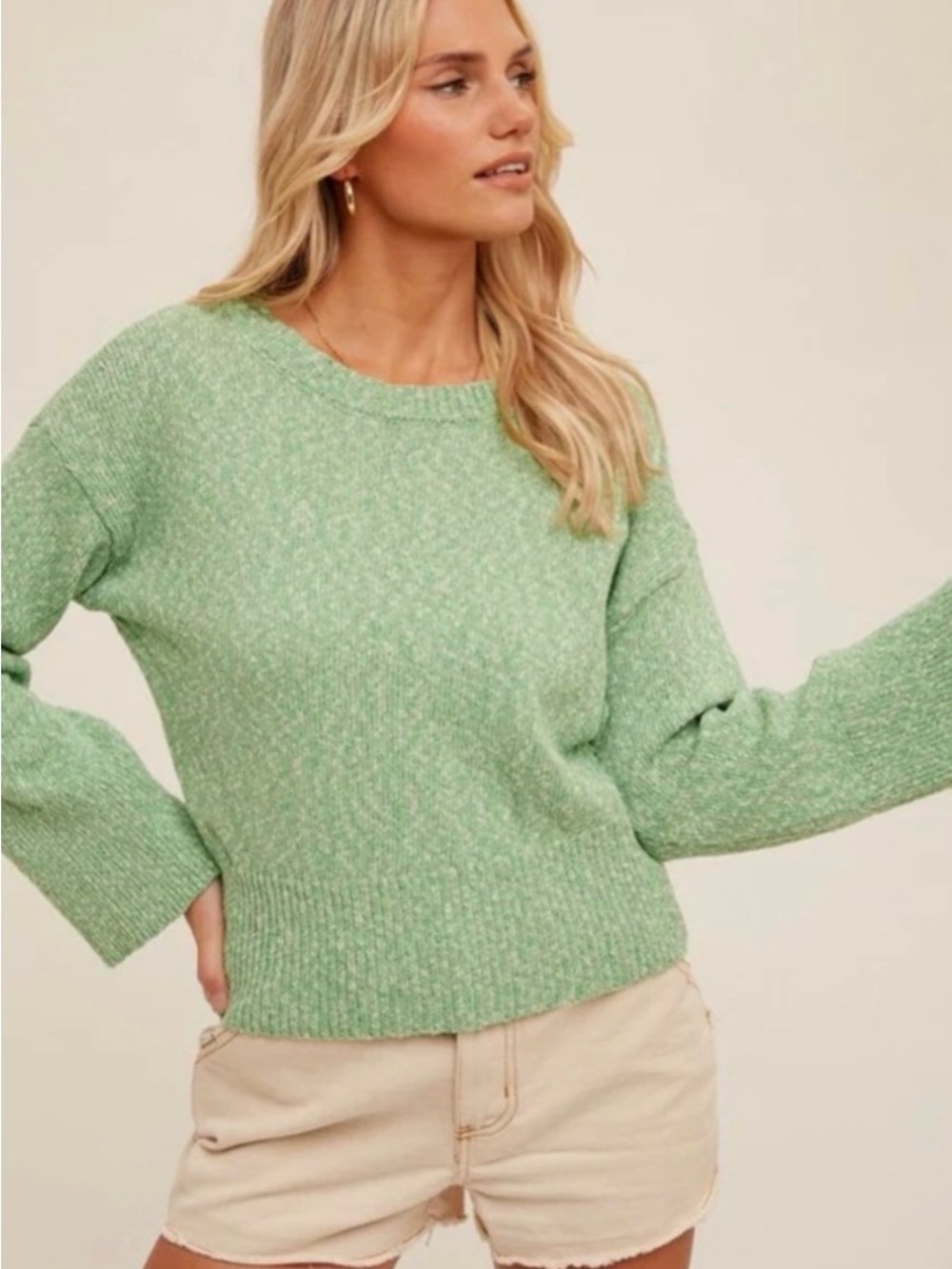 NWT Pistachio Crewneck Knit Women's Sweater - 100% Cotton
